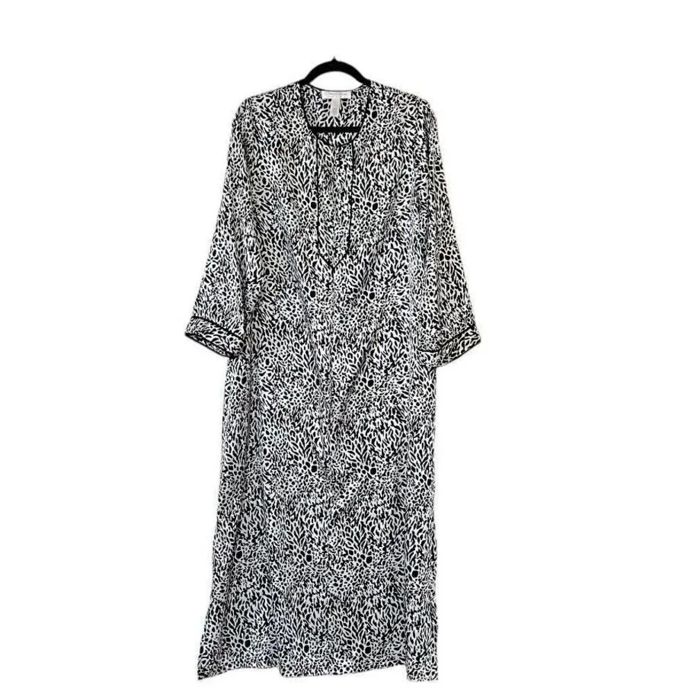 Oscar De La Renta Pink Label Nightgown Animal Print Sleep Dress Size Medium